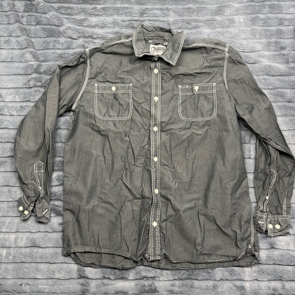 Mountain Khakis Mens XL Gray Contrast Stitch Long Sleeve Button Down Shirt